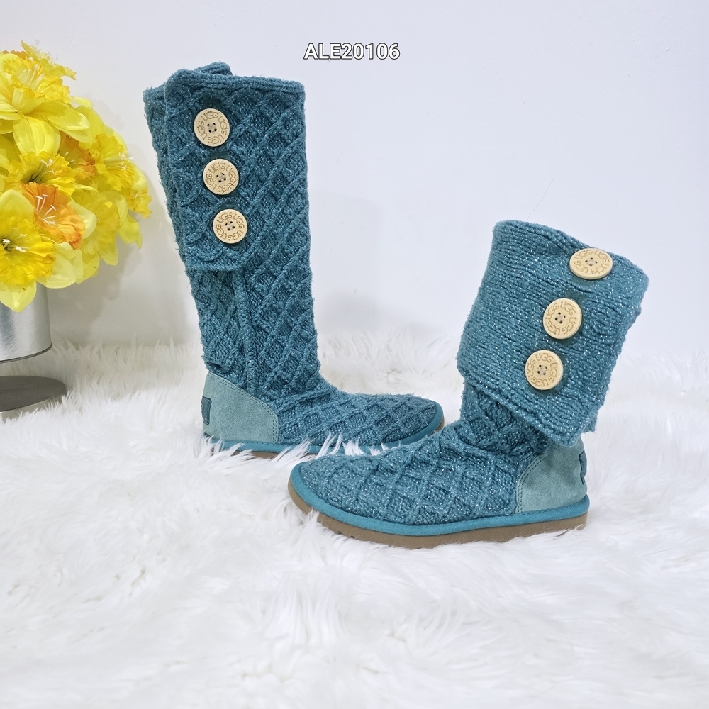 UGG style knit boots Classic Cardy model Turquoise Color Sz.7